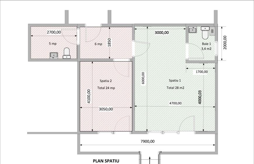Apartament la parter cu destinație comercială , 51,9 mp, zona Terra - 7