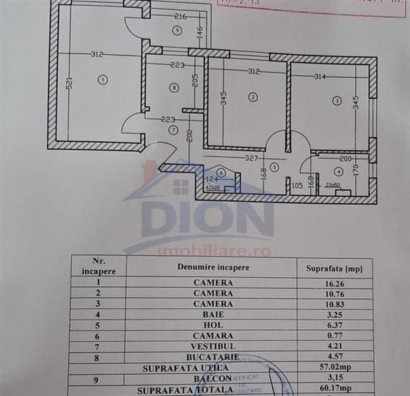 Apartament cu 3 camere decomandat în Camil Ressu
