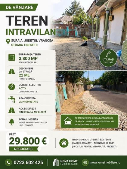 Casă individuală cu 2 camere cu Canalizare în Suraia
