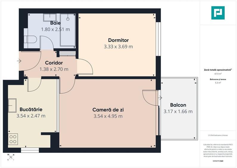 Apartament cu 2 camere în Central