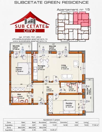Apartament cu 3 camere decomandat în Sânpetru