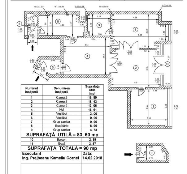 Apartament cu 3 camere semidecomandat, mobilat în Sala Palatului