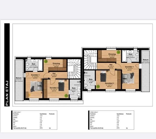 Duplex cu 4 camere cu Garaj în Florești