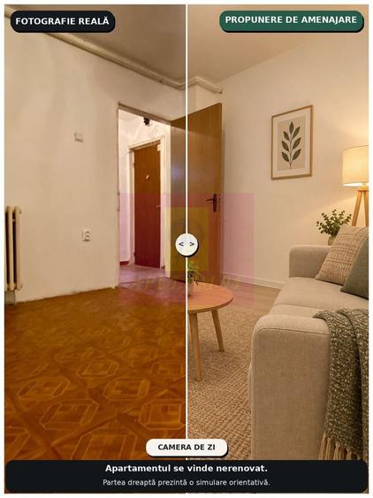 Apartament cu 2 camere semidecomandat în Apusului