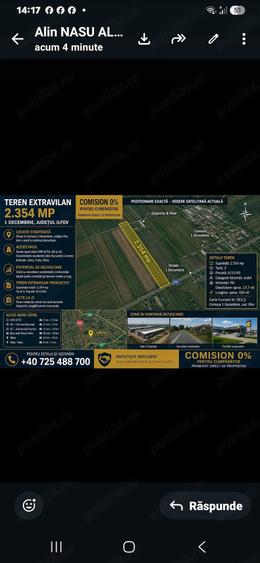 Teren de 2300 mp, în 1 Decembrie