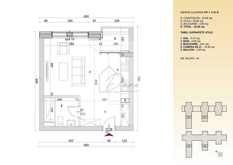 Garsoniera 36 mp Obor High Garden East I Veranda Mall I B2B I Com 0% - 8