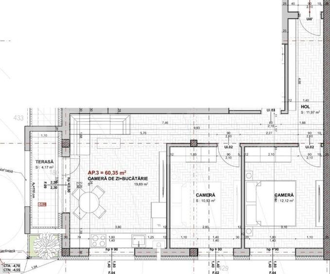 Apartament cu 3 camere decomandat în Apahida