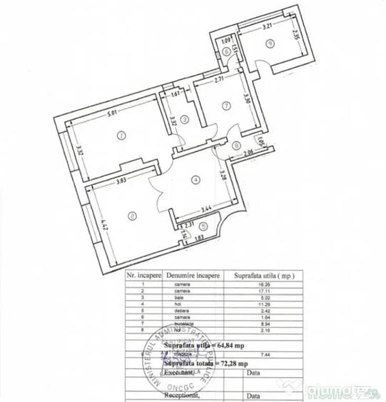 Apartament cu 3 camere semidecomandat în Ultracentral