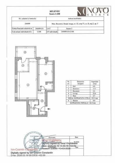Apartament cu 2 camere decomandat în Central