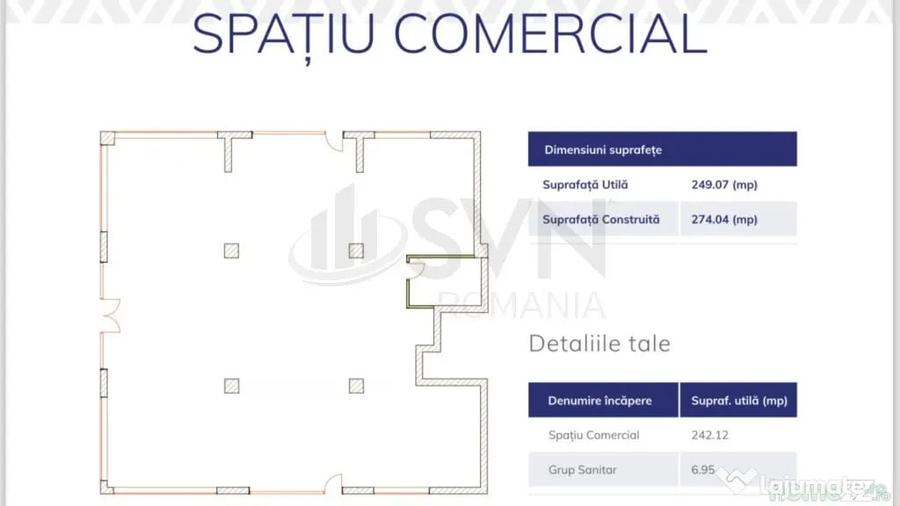 Spațiu comercial, de 249 mp, în Pipera