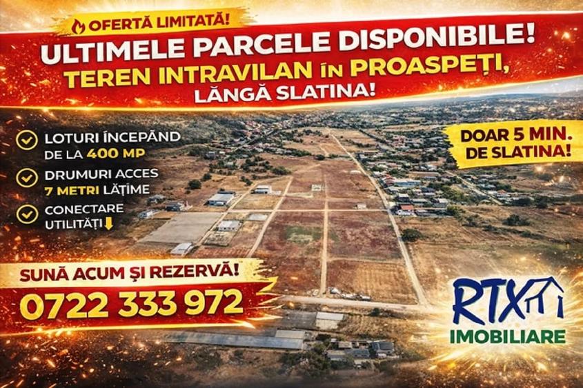 Teren de 400 mp, în Proaspeți