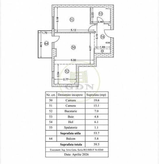 Apartament cu 2 camere în Nord