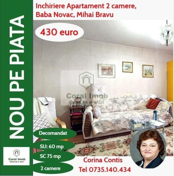 Apartament cu 2 camere decomandat, mobilat în Baba Novac