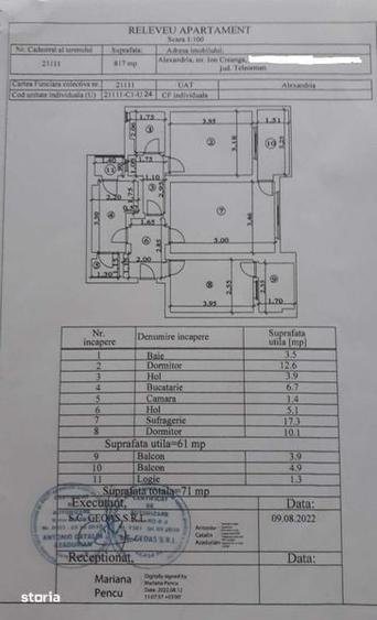 Apartament cu 3 camere decomandat în Central