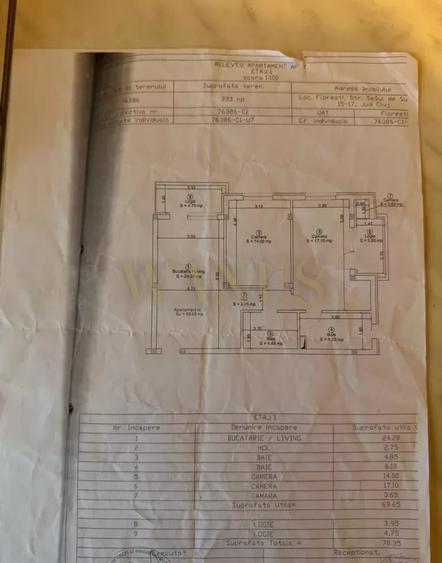 Apartament cu 3 camere semidecomandat în Florești