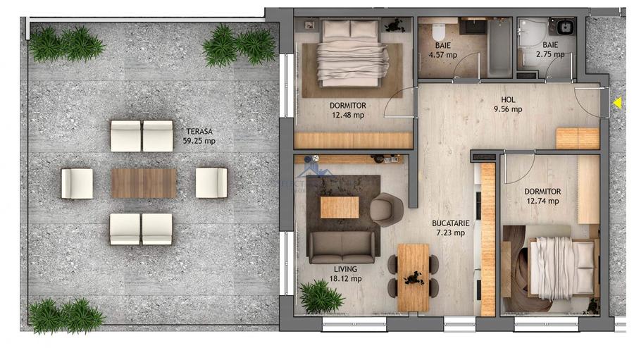 Penthouse cu 3 camere decomandat în Șelimbăr