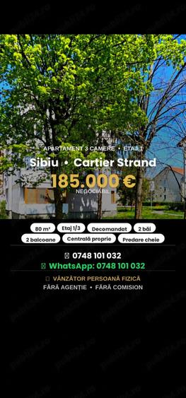 Apartament cu 3 camere decomandat în Ștrand