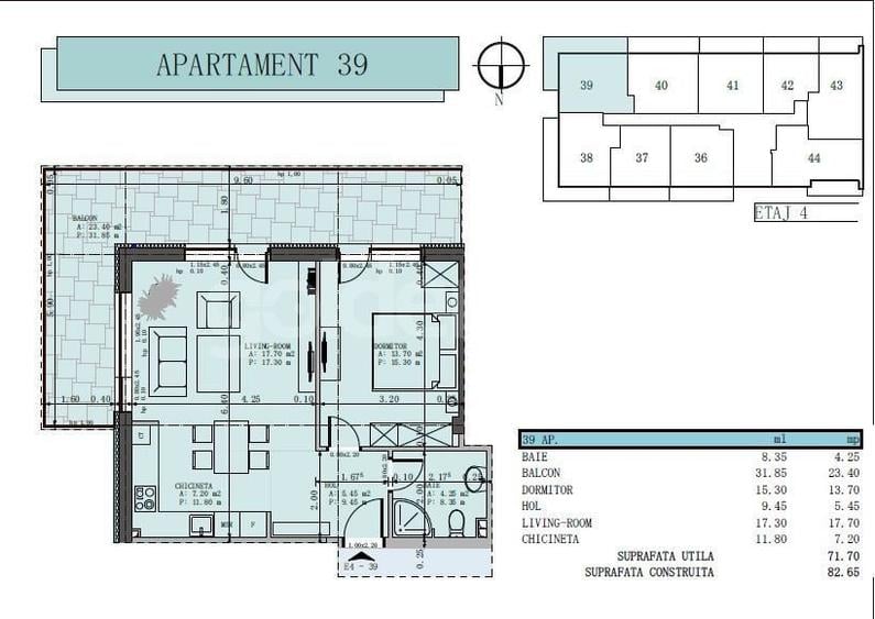 Apartament cu 2 camere în Nord