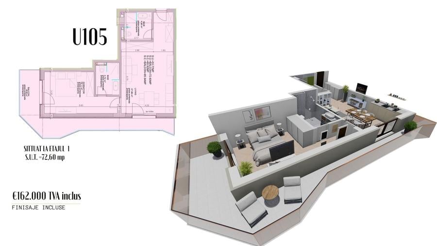 Apartament cu 2 camere decomandat în Inel II
