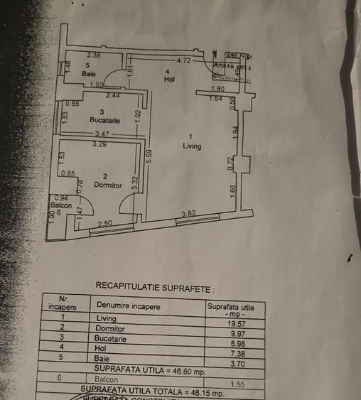 Apartament cu 2 camere semidecomandat în Central