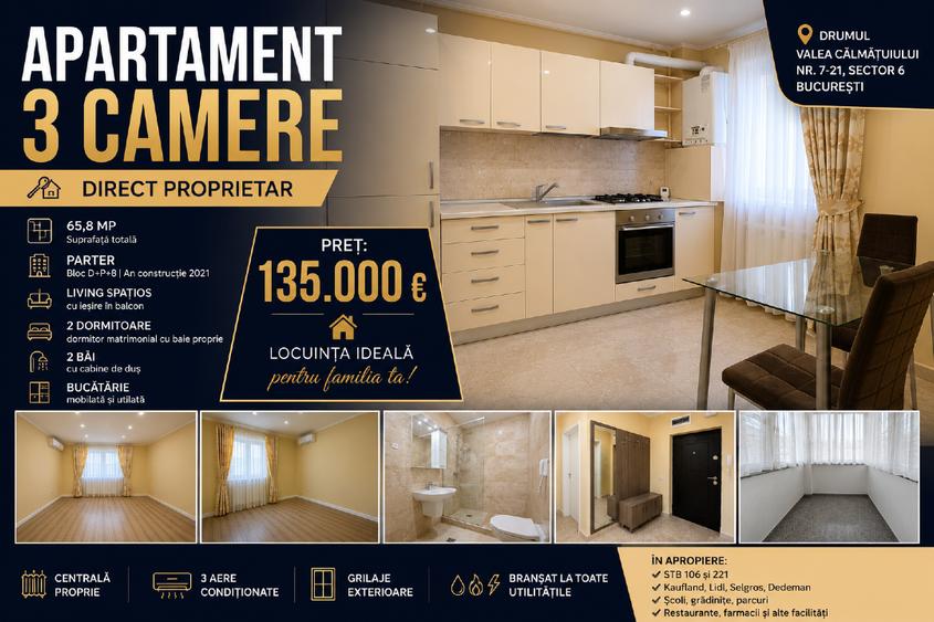 Apartament cu 3 camere decomandat, mobilat în Timișoara