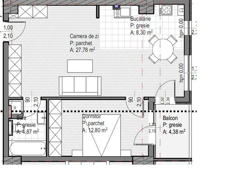 Apartament cu 2 camere semidecomandat în Borhanci