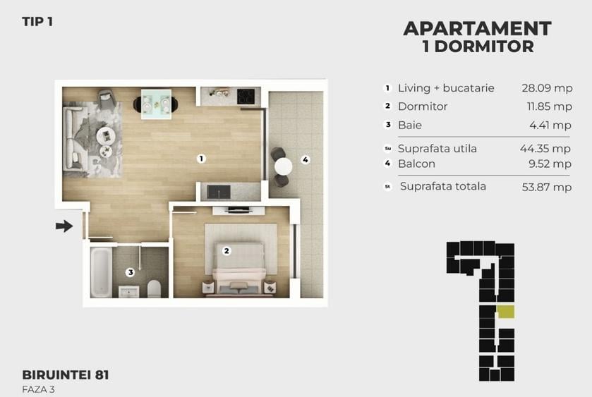 Apartament 1 dormitor I Confort modern I 81 Residence | Comision 0 - 7