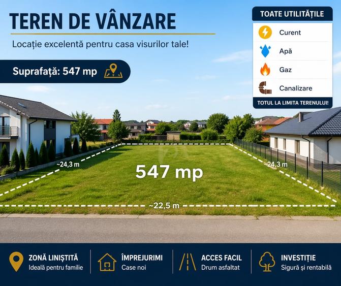 Teren Construcții intravilan de 547 mp, în Moșnița Nouă