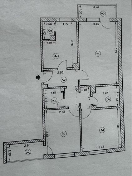 Apartament cu 3 camere decomandat în Sud-Est