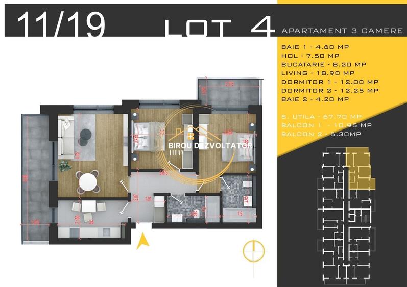 Apartament cu 3 camere decomandat în Theodor Pallady