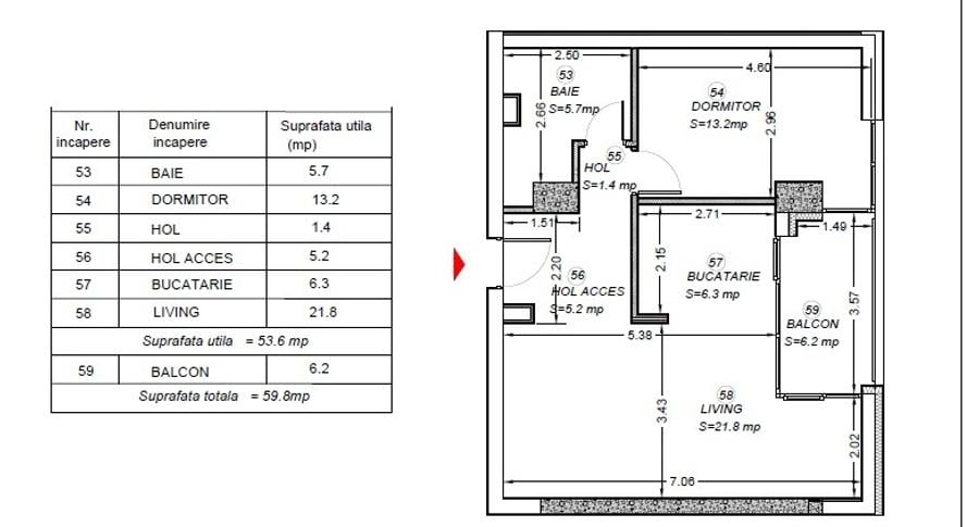 Apartament cu 2 camere decomandat în Central