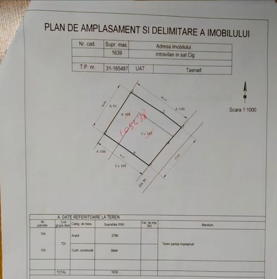 Teren Construcții intravilan de 1639 mp, în Cig