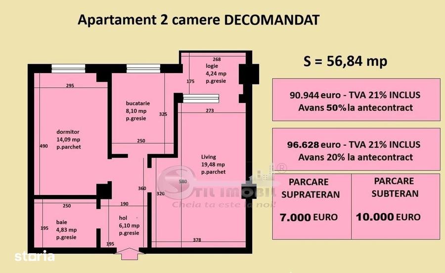 Apartament cu 2 camere decomandat în Horpaz