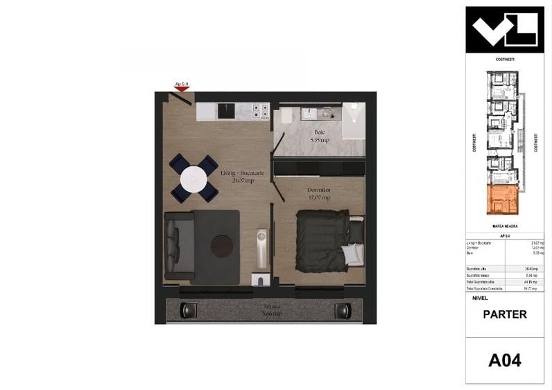 Apartament cu 2 camere decomandat în Central
