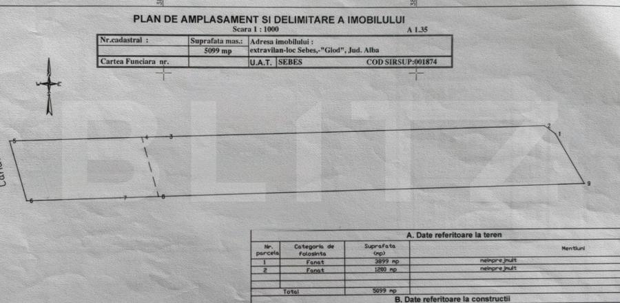 Teren Construcții extravilan de 5100 mp, în Sebeș