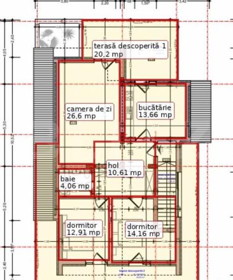 Apartament cu 3 camere, bucatarie inchisa ?i terasa ma - 1