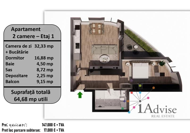 Apartament cu 2 camere în Centrul Istoric