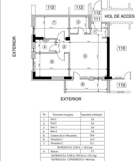 Apartament cu 2 camere semidecomandat în Central