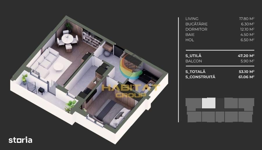 Apartament 2 camere / 53.10 mp / Gata de mutare - 4