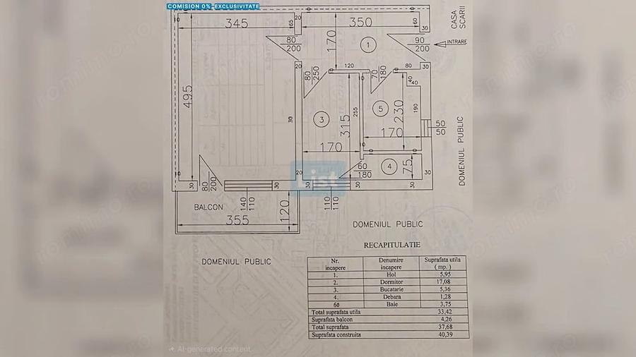 Garsonieră decomandată în Central