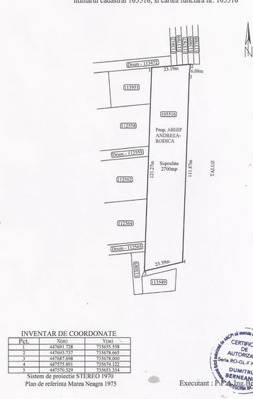 Teren Construcții extravilan de 2700 mp, în Nord