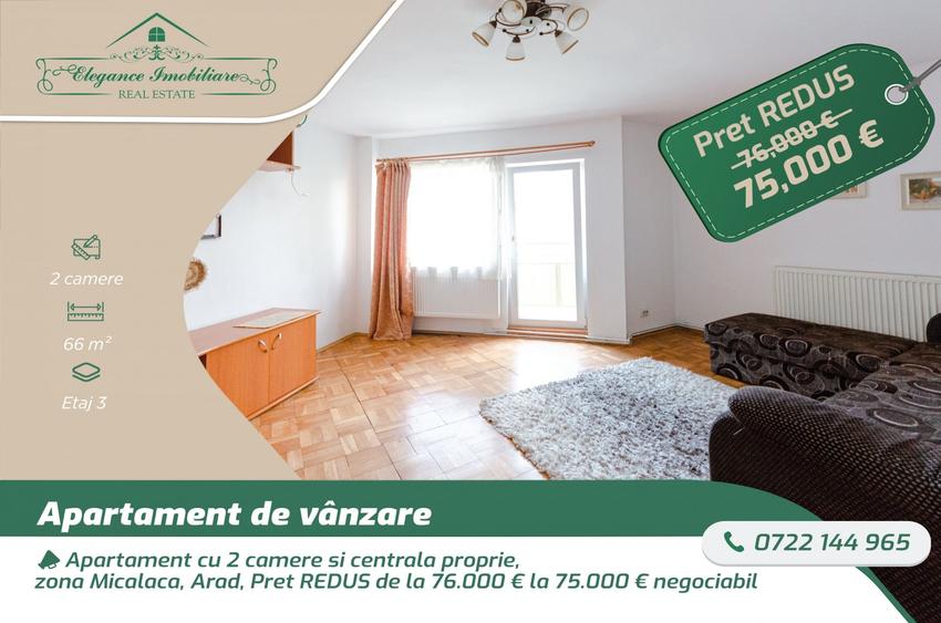 Apartament cu 2 camere decomandat, mobilat în Micălaca