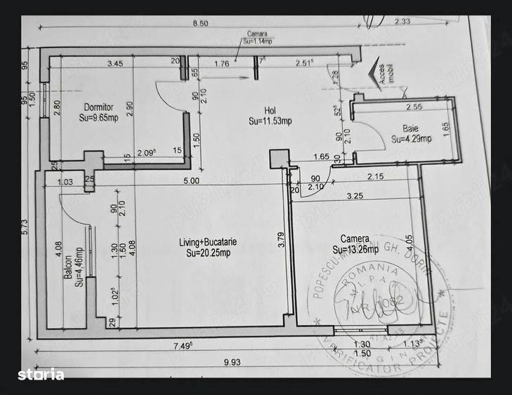 Apartament cu 3 camere decomandat în Km 5