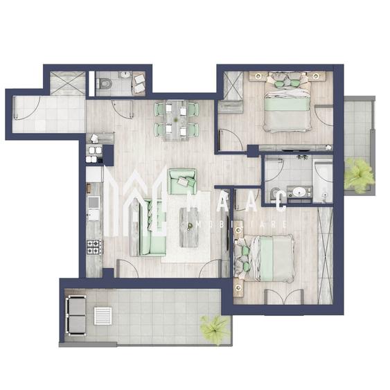 Apartament 3 camere | Balcoane 15.1 mp | Etaj 2 | Turnisor - 2