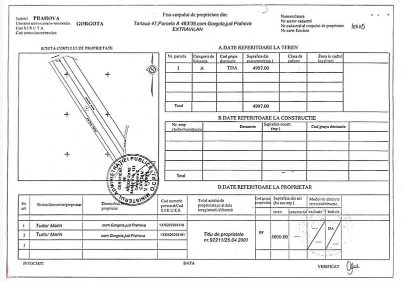Teren Construcții extravilan de 4997 mp, în Gorgota