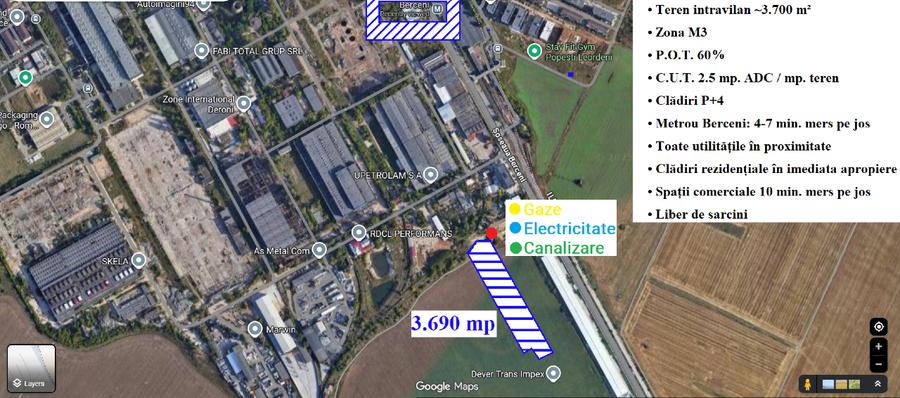 Teren Construcții intravilan de 3690 mp, în Berceni