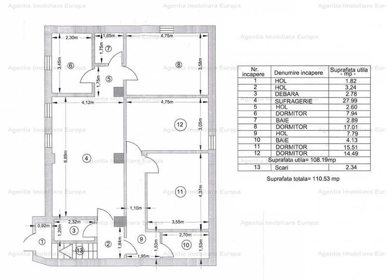 Apartament cu 5 camere decomandat în E3