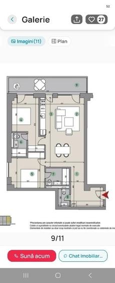 Apartament cu 3 camere semidecomandat în Străulești