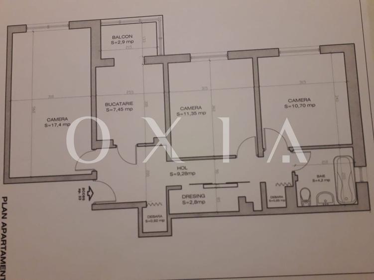 Apartament cu 3 camere decomandat, mobilat în Olimpia-Stadion