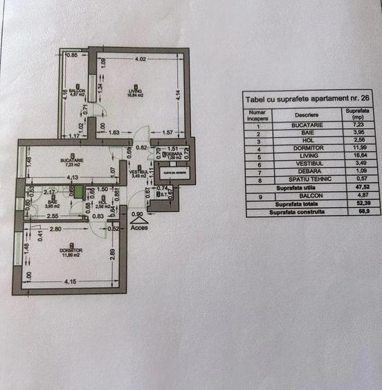 Apartament cu 2 camere semidecomandat în Central